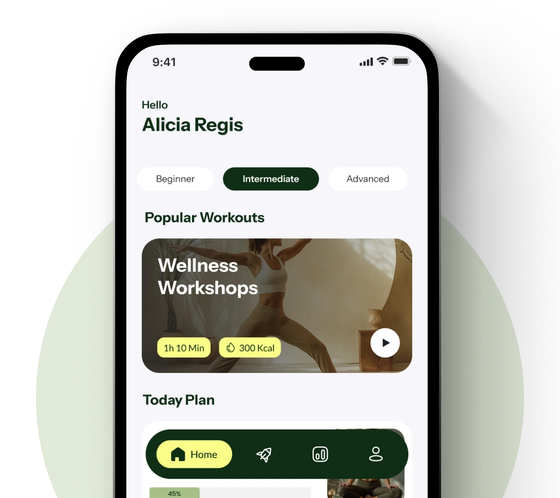The Serenium app showing a class schedule